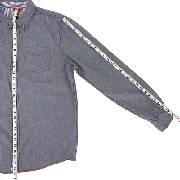 Triple Five Soul Blue and White Mini Houndstooth Print Button Down, Large - Picture 15 of 16